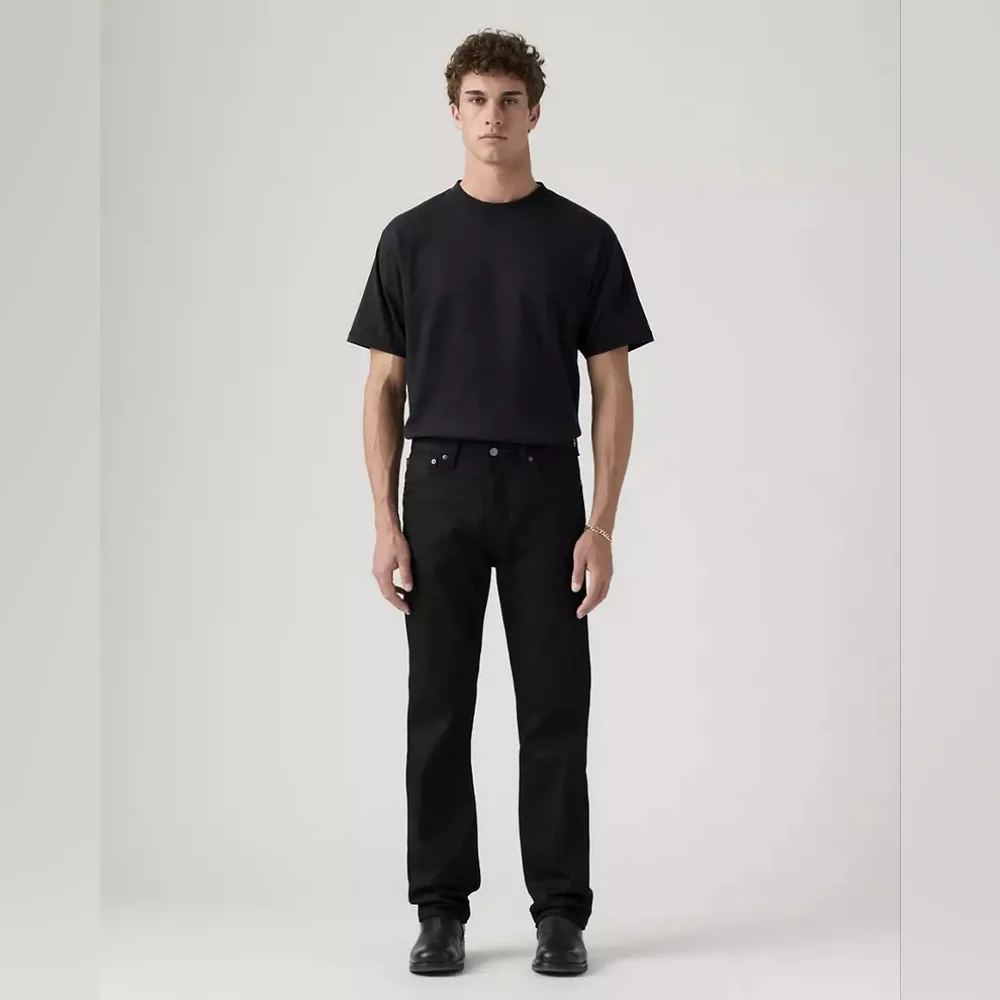 Levi's 501 Button Fly Men's Black Jeans 42x30 Straight Leg Streetwear